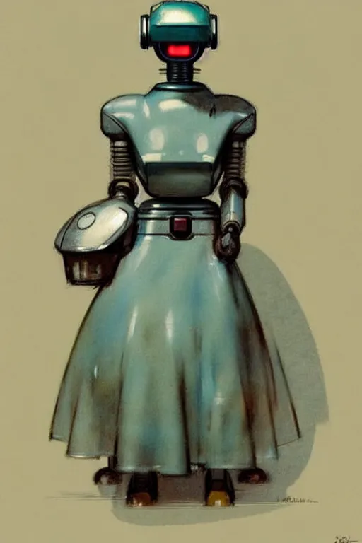 Image similar to ( ( ( ( ( 1 9 5 0 s retro future robot android maid. muted colors. ) ) ) ) ) by jean - baptiste monge!!!!!!!!!!!!!!!!!!!!!!!!!!!!!!