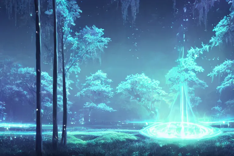 Image similar to scenery artwork, scene beautiful, light essence bioluminescent acrylic and cold nier automata pixiv scenery artwork : nature dream wire vegetation magic density infinite, hypersigil astrology macro seminal dream points of frozen imaginative vaporwave juice fluid dream scenery, high quality astral projection renders, nier automata, concept art