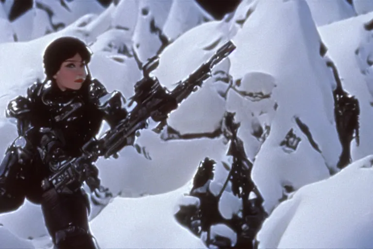 Prompt: Snow White in Starship Troopers (1997), highly detailed, high quality, HD, 4k, 8k, Canon 300mm, professional photographer, 40mp, lifelike, top-rated, award winning, realistic, sharp, no blur, edited, corrected, trending