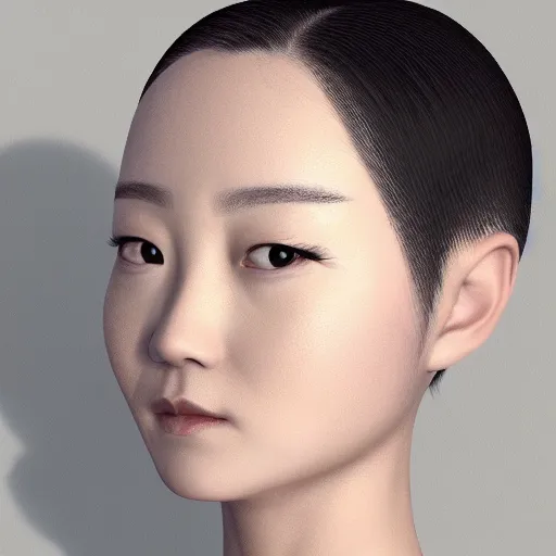 Prompt: portrait bald korean goddess neutral expression face straight on headshot even lighting no hair texture character creator 4