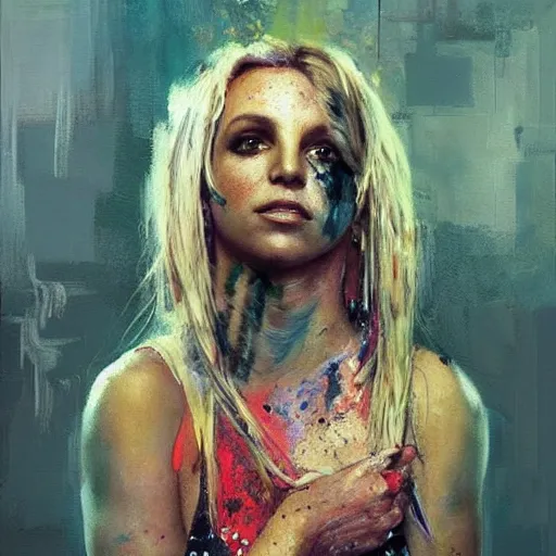 Image similar to britney spears and doja cat morphed together, hybrid, jeremy mann painting