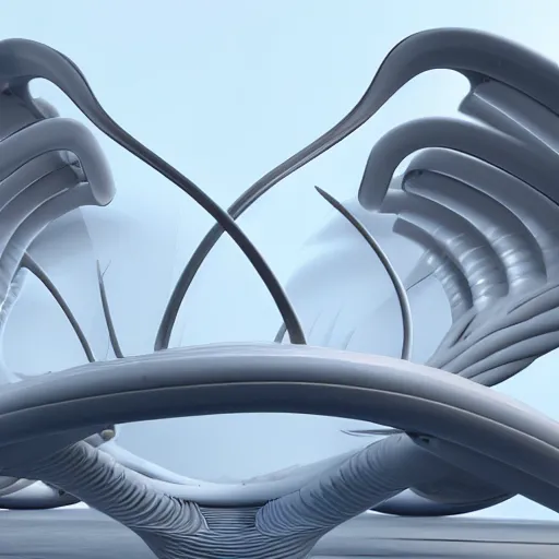 Image similar to xenomorph biomorphic futuristic time machine designed by santiago calatrava, octane 8 k 3 d render