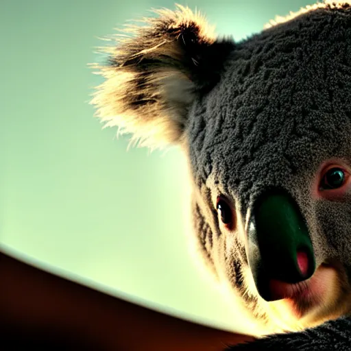 Prompt: epic closeup cinematic still of koala ninja, 8 k backlit, rim lighting, dramatic lighting, beautiful composition badass aesthetic