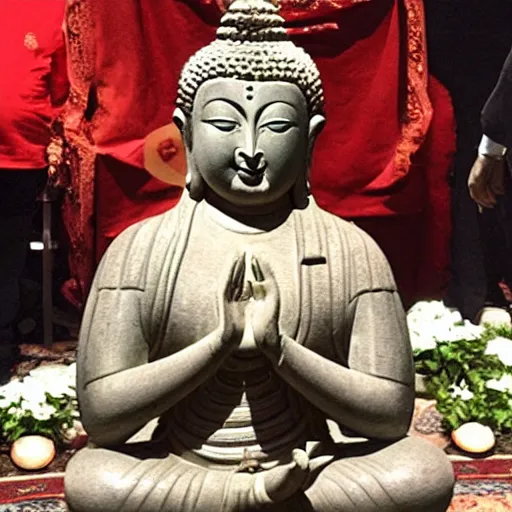 Image similar to Matteo Renzi reaching the Bodhisattva status in lotus pose