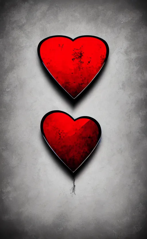 Image similar to a melting Roman numeral clock, behind a red and black gradient background, awith a black heart shaped on the top left corner and a black diamond card shape in the bottom right corner, dynamic lighting, photorealistic fantasy concept art, trending on art station, stunning visuals, cinematic, creative, ultra detailed