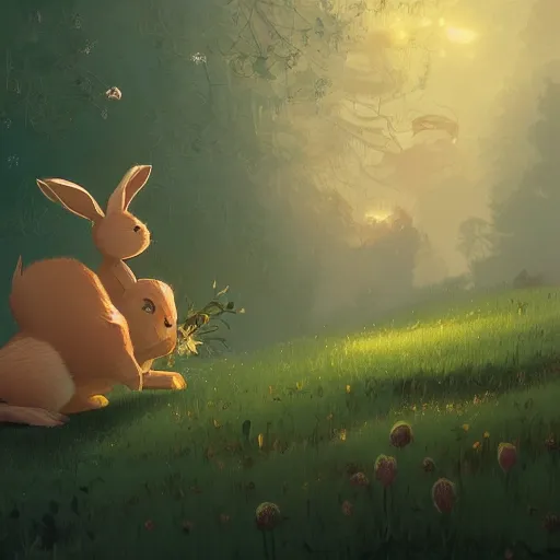 Image similar to cute rabbit by victo ngai and andreas rocha and greg rutkowski trending on artstation unreal engine 8 k hd wallpaperjpeg artifact blur