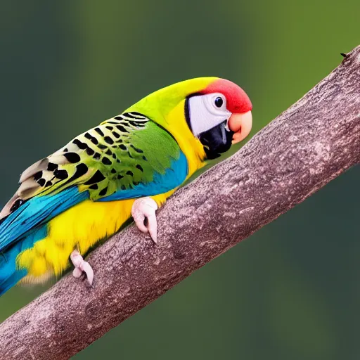 Image similar to Close up of a parakeet wearing Winnie the Pooh pajamas, high resolution photo