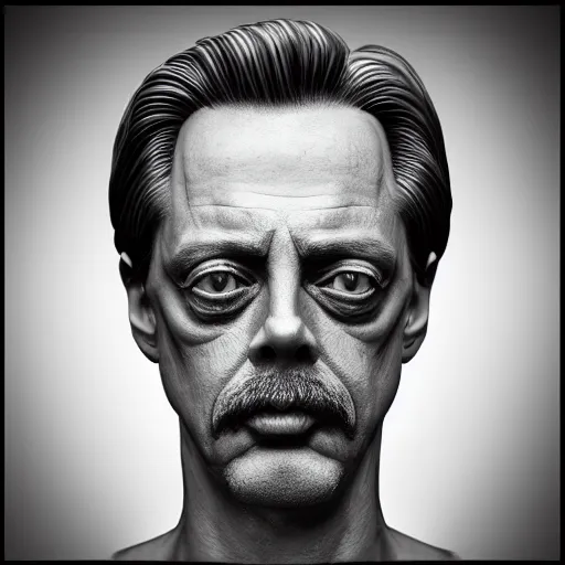 Prompt: beatiful frontal face portrait of Steve buscemi, 150 mm, anatomical, flesh, flowers, mandelbrot fractal, facial muscles, veins, arteries, symmetric, intricate, golden ratio, full frame, microscopic, elegant, highly detailed, ornate, ornament, sculpture, elegant , luxury, beautifully lit, ray trace, octane render in the style of peter Gric , alex grey and Romero Ressendi
