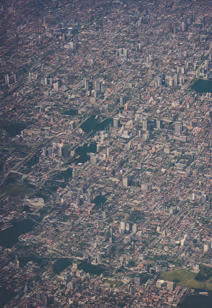 Prompt: american aerial photography city burning