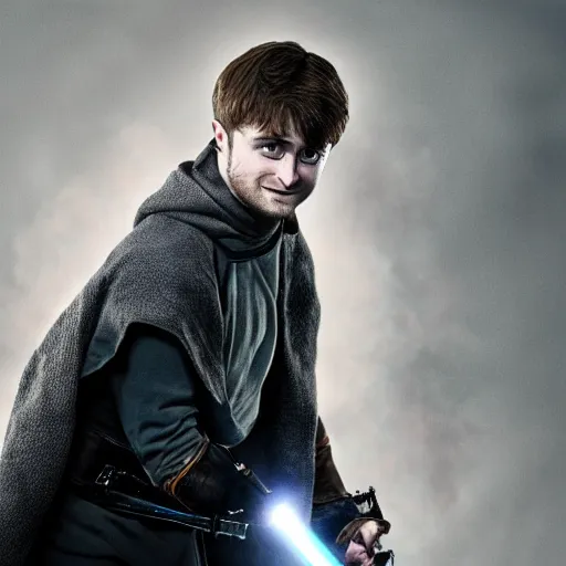 Prompt: daniel radcliffe as a jedi, photo from a promo shoot, dramatic lighting, digital art, trending on artstation - 4