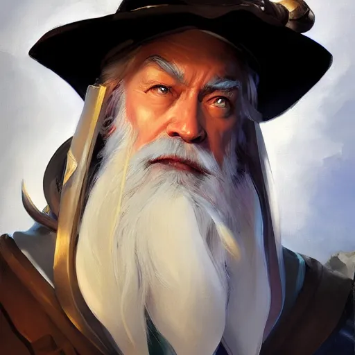 Image similar to greg manchess portrait painting of partially armored albus dumbledore as overwatch character, medium shot, asymmetrical, profile picture, organic painting, sunny day, matte painting, bold shapes, hard edges, street art, trending on artstation, by huang guangjian and gil elvgren and sachin teng