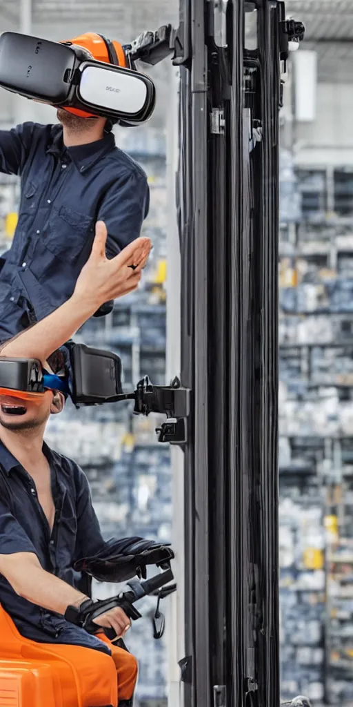 Image similar to forklift operator with a vr headset