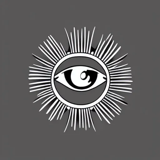 Image similar to tattoo sketch of a single eye cat, hugging the sun, a draft, maori ornament, polinesian style, minimalism, line art, vector