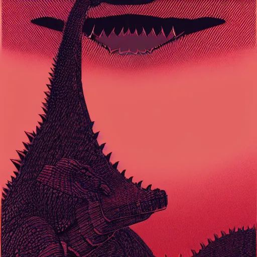 Image similar to godzilla print, cruzartz, variaciones de un espacio plastico, andy gilmore art, macroblank, 四 川 方 言 读 诵 版