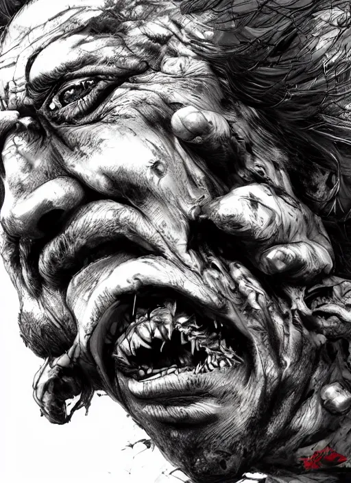 Image similar to close up portrait of bjornson screaming, insane eyes, mad, powerful, domineering, stoic, masterful, intense, ultrafine hyperdetailed illustration by kim jung gi, irakli nadar, intricate linework, sharp focus, octopath traveler, yoji shinkawa, highly rendered, detailed, concept art