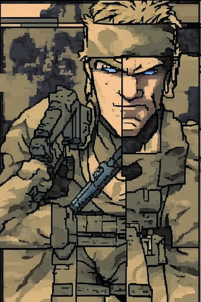 Image similar to solid snake in 16bit style