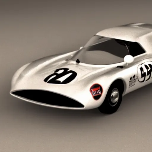 Prompt: 3D render of highely detailed 1960s racecar, dramatic lighting,