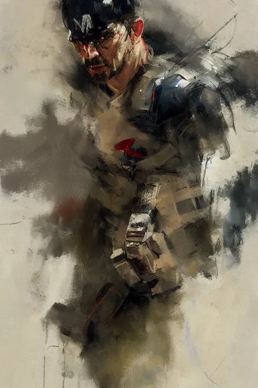 Prompt: portrait painting of an avenger by richard schmid, alla prima, loose gestural painterly, jeremy mann, greg manchess