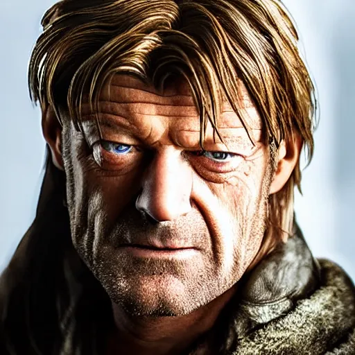 Image similar to sean bean 200 years after wearing the ring of power from the lord of the rings: return of the king, photorealism, award winning, taken by canon 5d mk4, hollywood, photograph