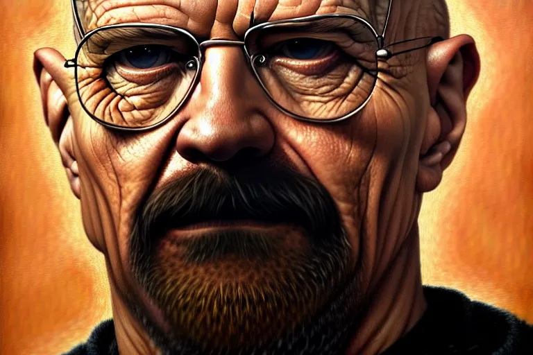 Image similar to ted kaczynski as walter white from breaking bad. oil painting elegant, highly detailed, centered, digital painting, artstation, concept art, smooth, sharp focus, illustration, artgerm, tomasz alen kopera, peter mohrbacher, donato giancola, joseph christian leyendecker drew struzan