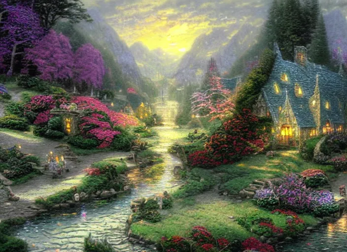 Prompt: lord of the rings close up of the ring style of thomas kinkade