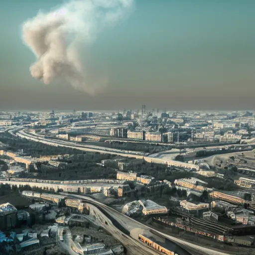 Prompt: smog over the typical russian city, photo-realistic