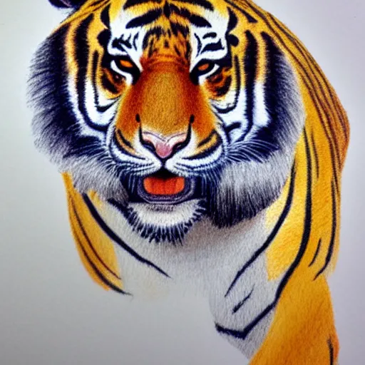 tiger face drawings with color