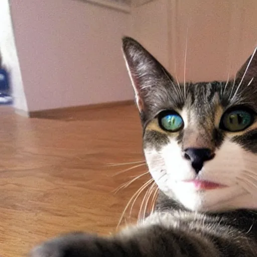 Image similar to selfie of a funny cat