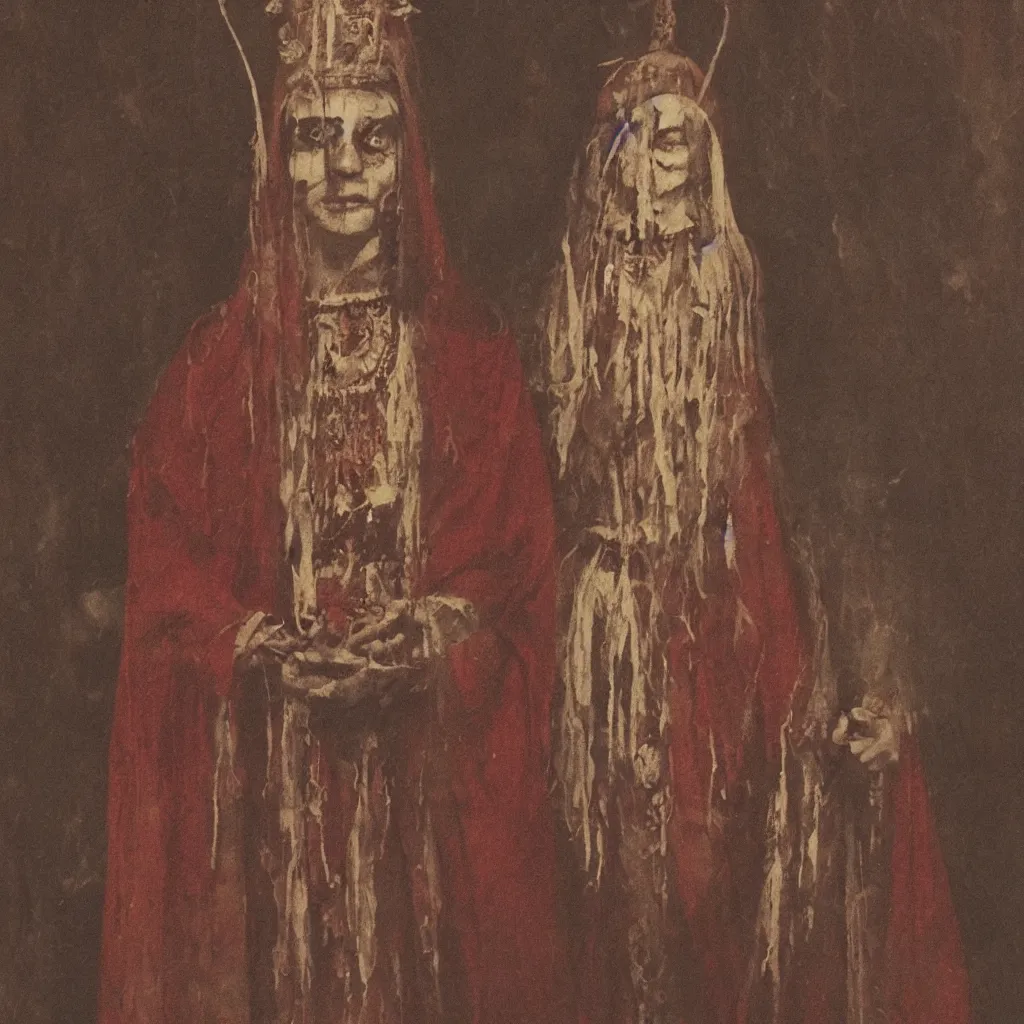 Prompt: an eerie portrait of a vodoun priestess