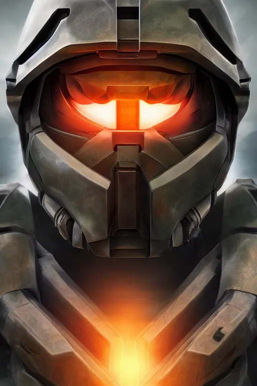 Image similar to robot ninja mask helmet halo master chief radiating a glowing aura global illumination ray tracing hdr fanart arstation by ian pesty and katarzyna da „ bek - chmiel