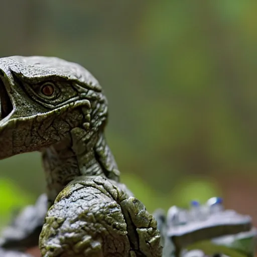 Prompt: raptor, in jungle, fog, ansel adams, in style frazetta, turok dinosar hunter, 8 5 mm lens, bokeh, in style thunderbirds, supermarionation