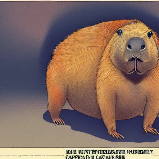 Prompt: evil capybara, campy horror illustration, highly detailed and disturbing