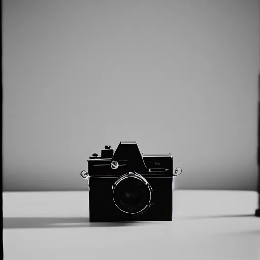 Image similar to a bright color photography of ethnographic object in a white room, black object, black ethnography, leica m 6 photography