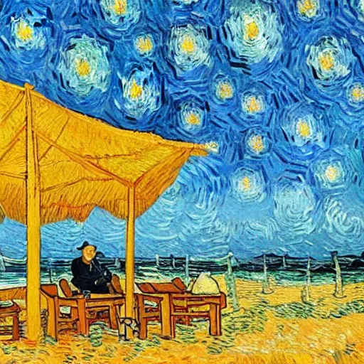 Prompt: van gogh chilling in aruba