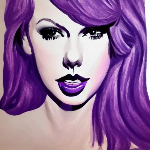 Prompt: Taylor Swift made of purple paint