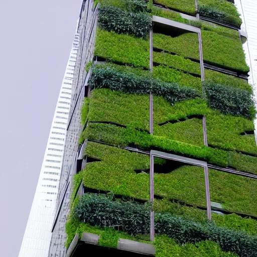 Prompt: a living wall on a skyscraper by patrick blanc
