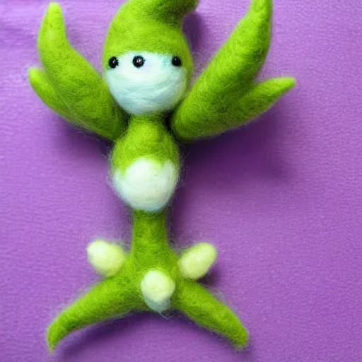 Image similar to a needle felted Gardevoir, needle felting art.