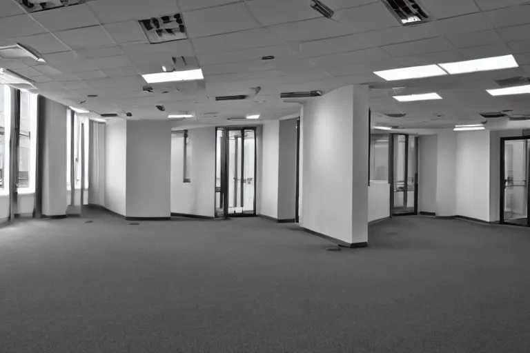 Prompt: an empty office after everyone has moved out