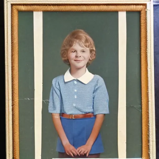 Image similar to tacky school portrait from the 70s, dusty old photo,