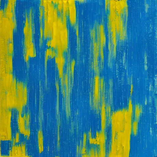 Prompt: a beautiful abstract blue and yellow impasto textured painting by gerhard richter, texture