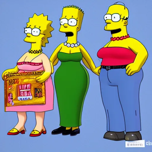 Image similar to christina hendricks as the simpsons characters, 3 d render, blender,