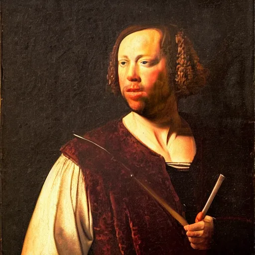 Prompt: a renaissance portrait painting of alex jones in the style of rembrandt van rijn & caravaggio