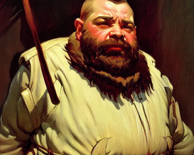 Image similar to portrait of a dwarf warrior, painting by j. c. leyendecker