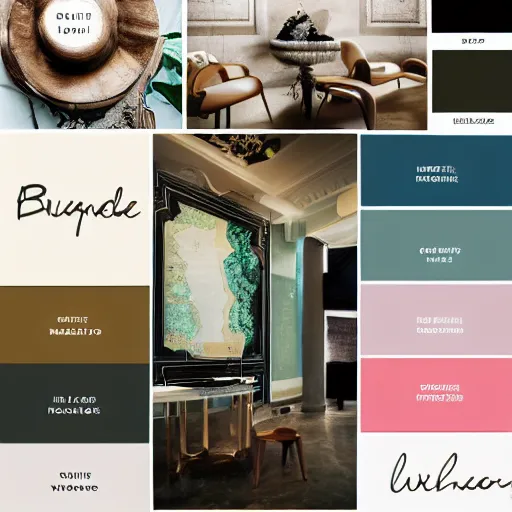 Prompt: inspiration board color palette for branding a boutique hotel brand