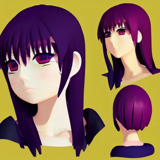 Image similar to 3 d model of anime girl, cel shading, toon shading, cel - shading