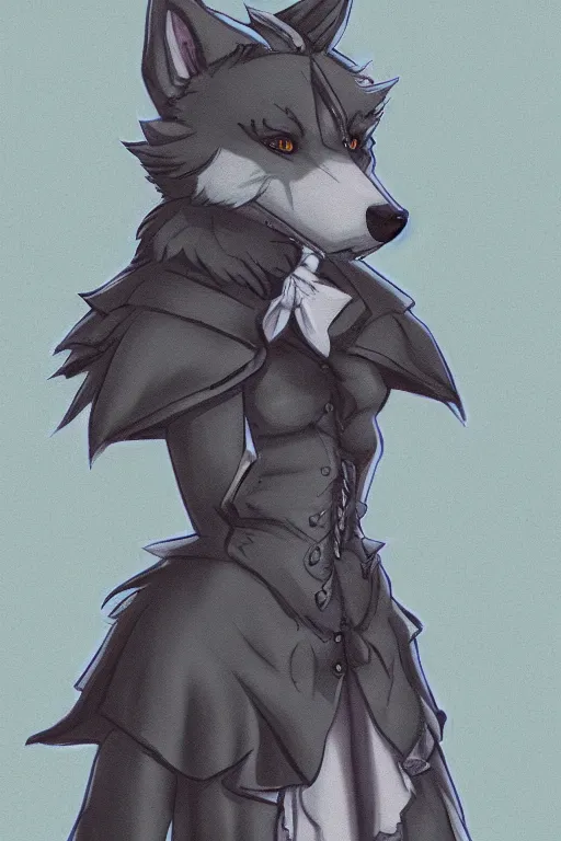 Prompt: anthropomorphic wolf fursona wearing a maid outfit, backlighting, furry art, trending on artstation, digital art, trending on furaffinity