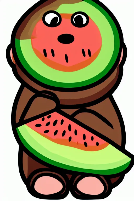 Image similar to Bear holding a watermelon, sticker, colorful, illustration, highly detailed, simple, smooth and clean vector curves, no jagged lines, vector art, smooth