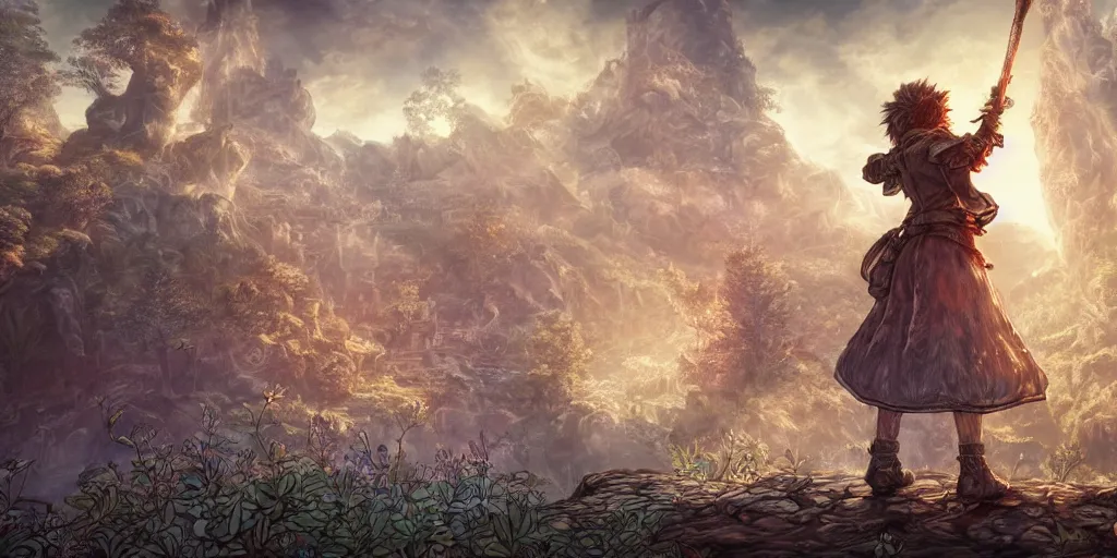 Image similar to we have also come to this hallowed spot to remind america of the fierce urgency of now. ultrafine highly detailed colorful illustration, intricate linework, sharp focus, octopath traveler, final fantasy, unreal engine highly rendered, global illumination, radiant light, intricate environment