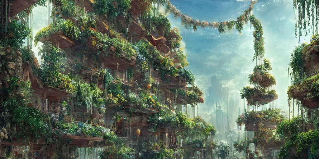 Prompt: hanging gardens of Babylon, highly detailed, digital painting, artstation, concept art, sharp focus, illustration