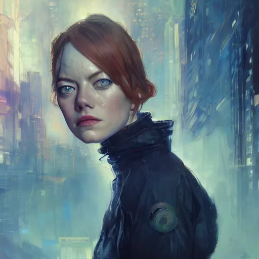 Prompt: emma stone, hyperrealistic portrait, bladerunner street the art of elysium by jeremy mann and alphonse mucha, fantasy art, photo realistic, dynamic lighting, artstation, poster, volumetric lighting, very detailed faces, 4 k, award winning